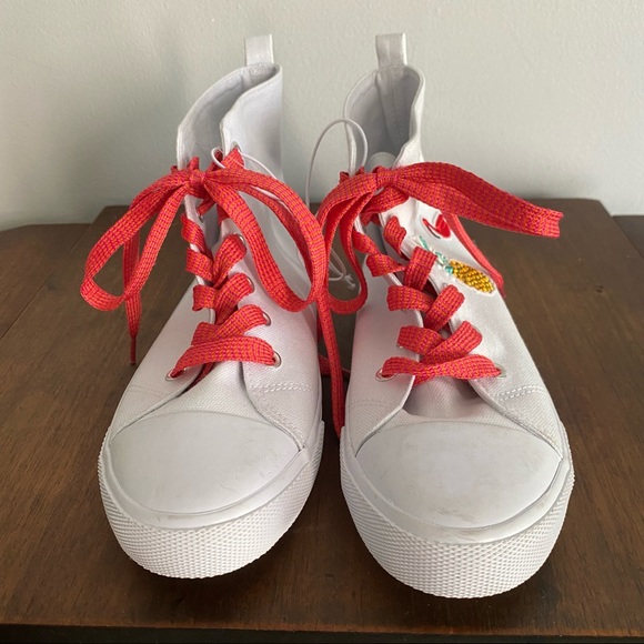 Cat & Jack White High Top Sneaker Patches Flamingo - Picture 5 of 6